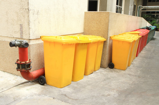 Row of recycle bins