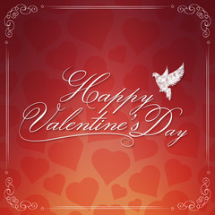 valentines day card with lettering and dove