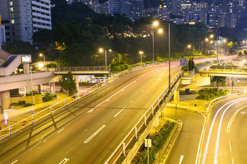 Fototapeta na wymiar traffic light trails at modern city street,hongkong.