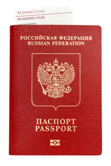 Isolated passport with boarding pass