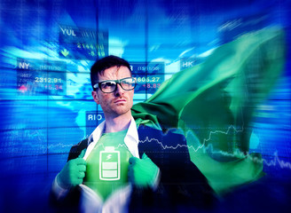 Battery Strong Superhero Success Professional Concept