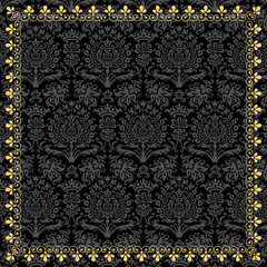 Gold Frame on Damask Background © Giraphics