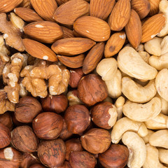 Set of nuts in basket