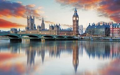 Peel and stick wall murals Central-Europe London - Big ben and houses of parliament, UK