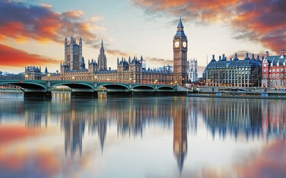 Fototapeta Londyn - Big Ben i izby parlamentu, Wielka Brytania