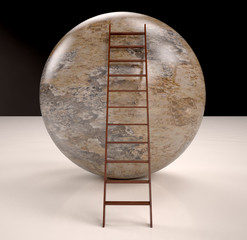 Stairs on Stone Spheres rendered on background