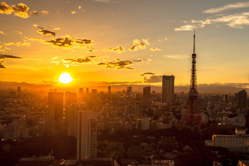 Obraz premium Wieczorny widok Tokyo Tower