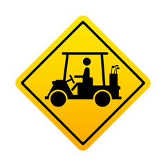 Señal amarilla carro de golf