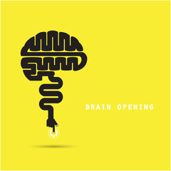 Brain opening concept.Creative brain abstract vector logo design