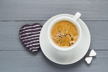 Valentine cup coffee boards sugar cubes heart