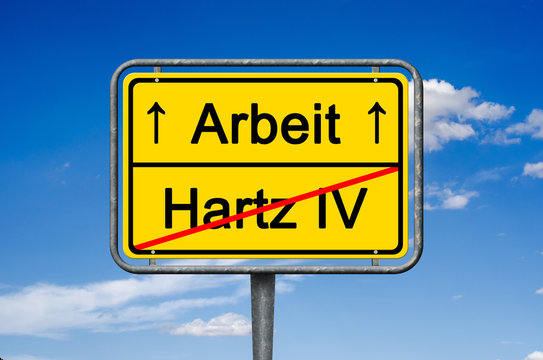 Ortsschild, Hartz4-Arbeit