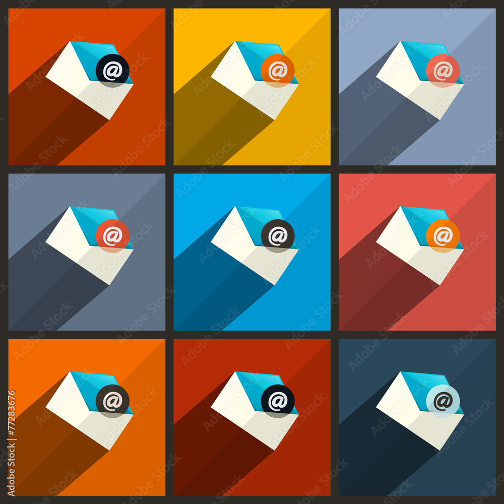 Poster vector flat design ui email icons set
