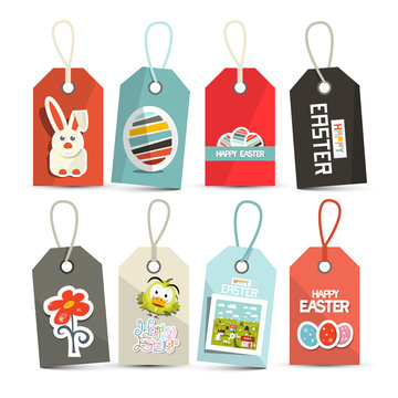 Vector Easter Isolated Tags - Labels with String Set