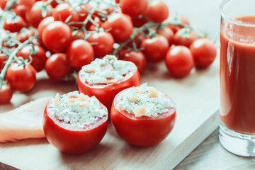 Retro Photo Of Healthy Fresh Red Tomatoes Vegetarian Food