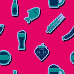 seamless background with symbols of consumption of beer