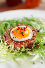 Beef tartare in plate