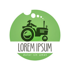 Obraz premium tractor vector logo design template. farm or natural product