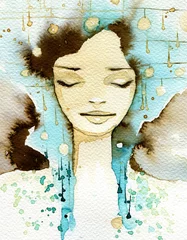 Keuken achterwand Schilderkunst blue and brown woman  © bruniewska