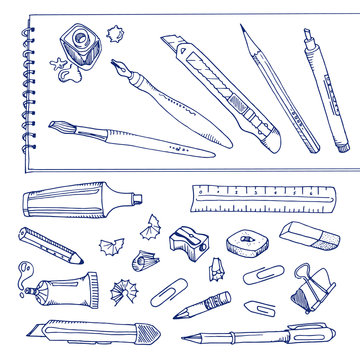 Writing tools - handdrawn set