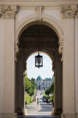 Fototapeta na wymiar Belvedere Garden entrance in Vienna, Austria
