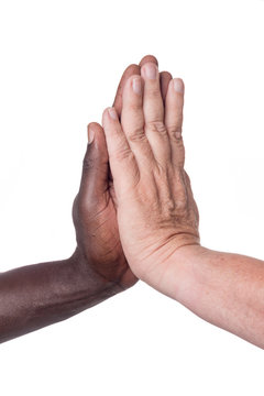 Two multi racial hands