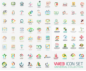Fototapeta na wymiar Mega collection of line design web logo icons
