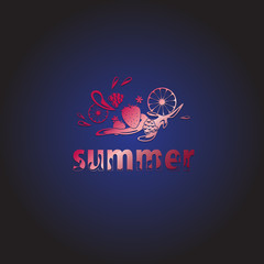 Summer - Isolated On Blue Background - Vector Illustration, Graphic Design, Editable For Your Design