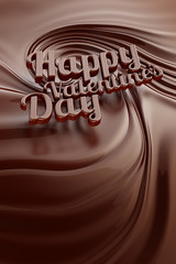 Happy valentines day. Chocolate swirl background.