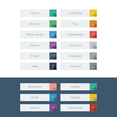 Set of flat design icons with long shadow in colorful bars for