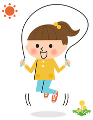 縄跳びする女の子