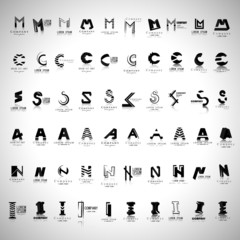 Naklejka premium Lettering Icons Set - Isolated On Gray Background - Vector Illustration, Graphic Design, Editable For Your Design