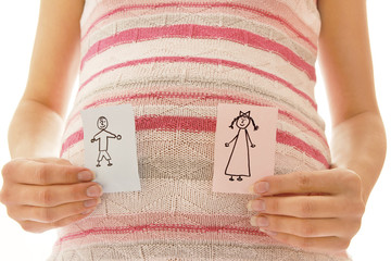 Pregnant woman with stickers