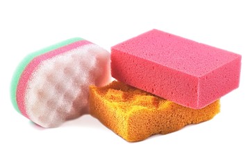 Obraz na płótnie Canvas Sponge, Tri color, Bath Sponge isolated on white background