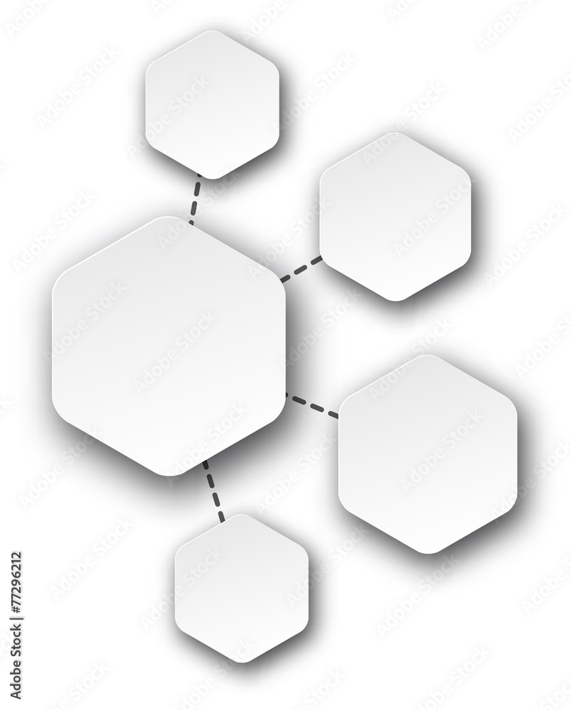 Poster abstract infographics with paper hexagonal notes.