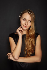 Fototapeta premium Attractive girl in a black shirt