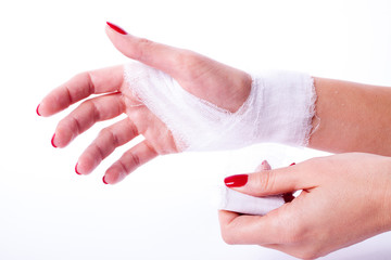 Bandage on a hand