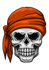 Skull in orange bandana