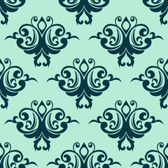 Damask style seamless pattern in blue