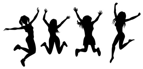Silhouette of jumping girls