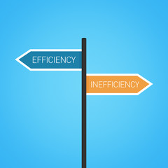 Efficiency vs inefficiency choice road sign