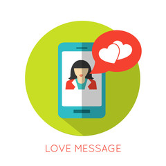 Love message flat concept. Valentines day icon for mobile