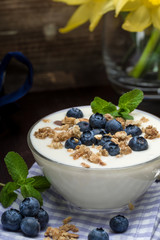 Heidelbeer Joghurt mit Müsli