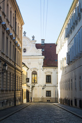 Fototapeta na wymiar Street in the Upper town, historic center of Zagreb, Croatia