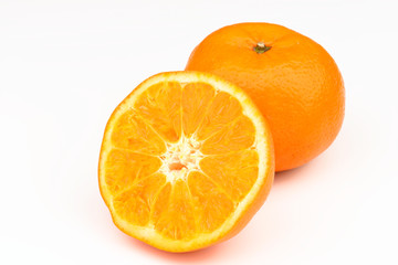 Ripe orange on white background