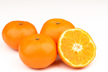 Ripe orange on white background