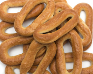 Background of dry bagels. Photo.