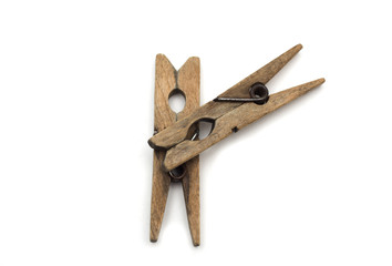 Wooden clothespin. Photo.