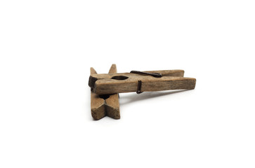 Wooden clothespin. Photo.