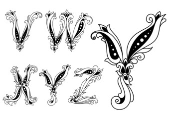 Floral black and white capital letters