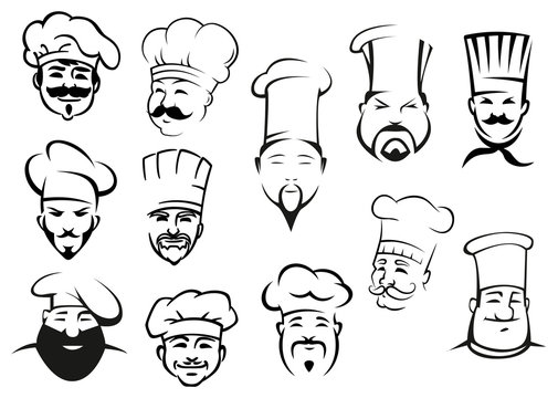 European, american and asian chefs in toques